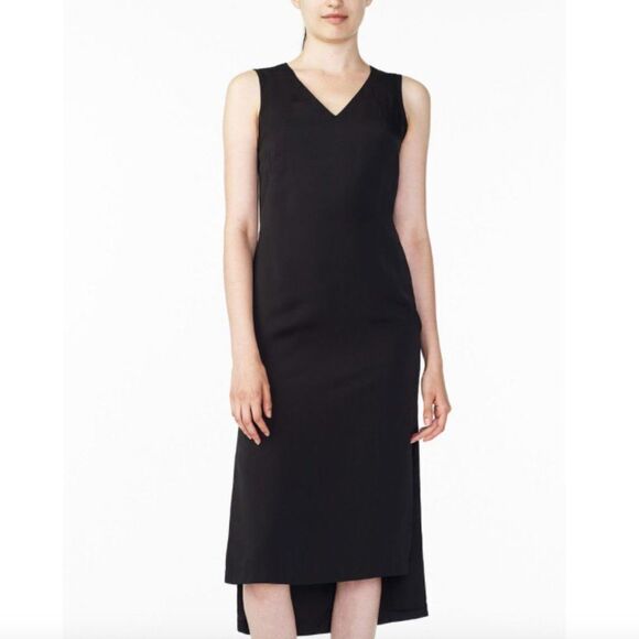 NEW Armani Exchange Black Cutout Back Zip Midi Hi Low Cocktail Dress 2 - Picture 1 of 13